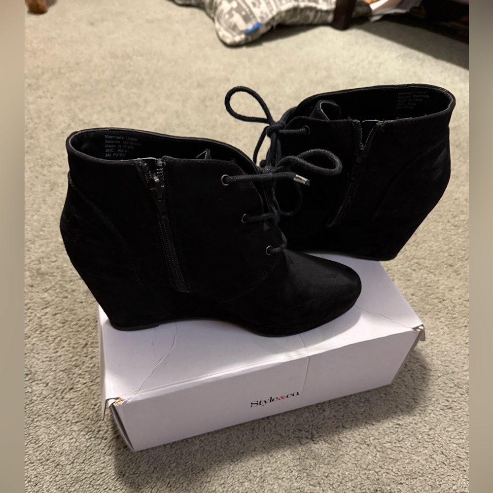 Style & co. Black Wedge Ankle Boots - Picture 3 of 7